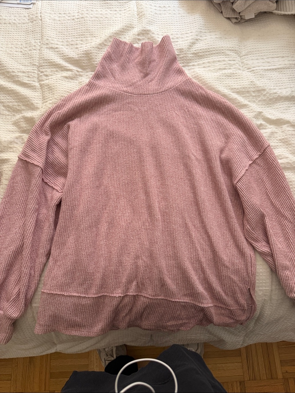 Cherish Dusty Rose Ribbed Turtleneck Sweater